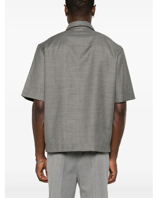 Givenchy Gray 4G-Motif Wool Shirt for men