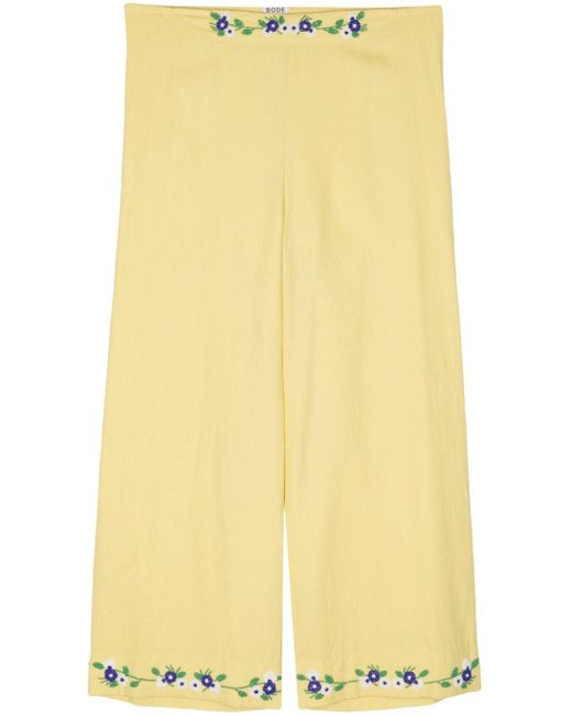 Bode Yellow Beaded Chicory Cotton Trousers