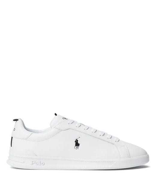 Polo Ralph Lauren White Heritage Court Ii Logo-Print Leather Sneakers for men