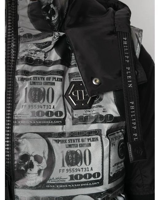 Philipp Plein Black Skull Dollar Feather Down Vest for men