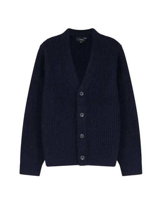 Vince Blue Ribbed-Knit Cardigan for men