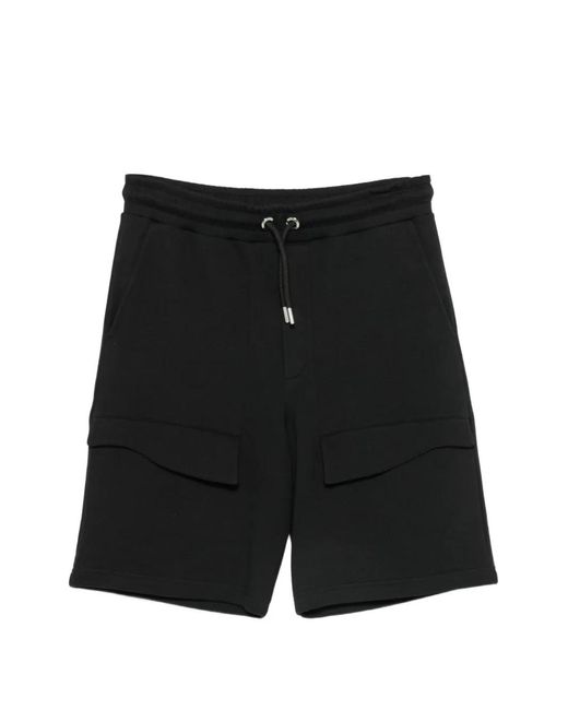 Les Hommes Black Cargo Drawstring Track Shorts for men
