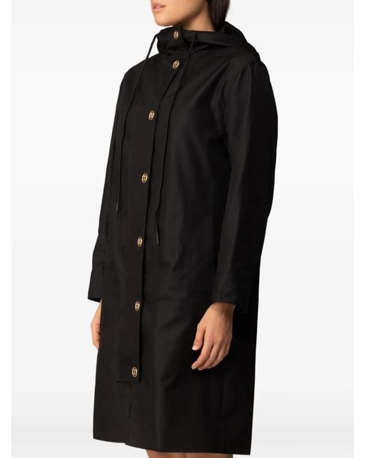 Twinset Black Hooded Trench Coat