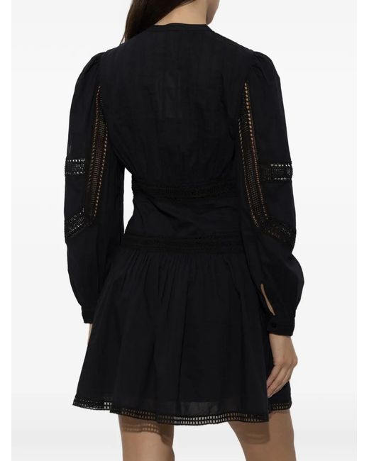 Ulla Johnson Black Elysia Crochet-Trimmed Mini Dress