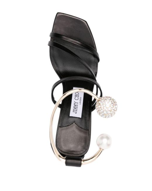 Jimmy Choo Black Ottilia 90mm Leather Sandals