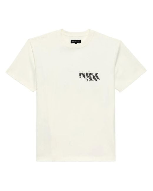 Purple Brand White Logo-Print Cotton T-Shirt for men