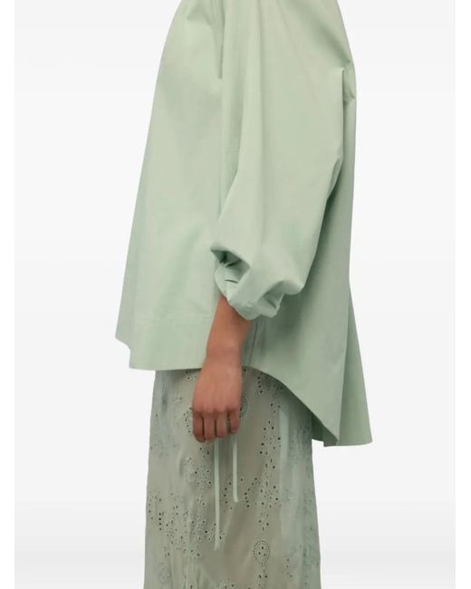 Semicouture Green Puff-Sleeves Shirt