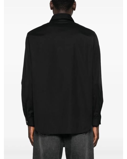 DIESEL Black Coated Cotton Button-Down Shirt for men
