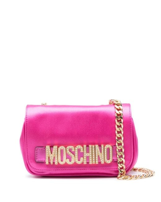 Sac à bandoulière à plaque logo Moschino en coloris Pink