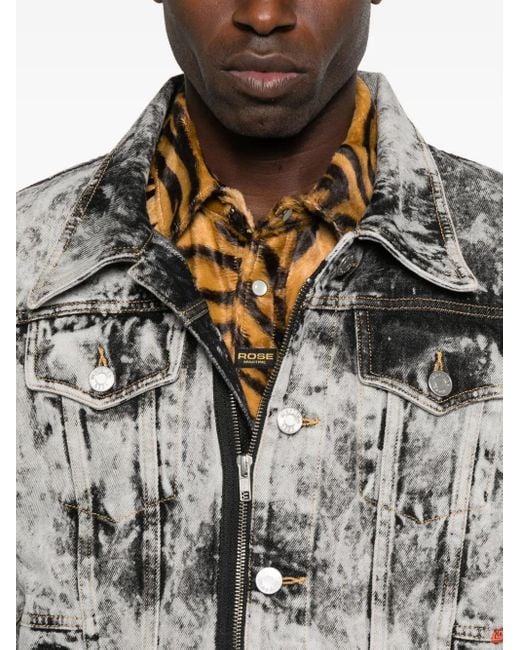 Martine Rose Gray Zip-Front Washed Denim Jacket for men
