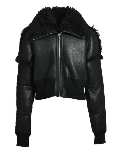 Chaqueta con ribete de pelo Rick Owens de hombre de color Black