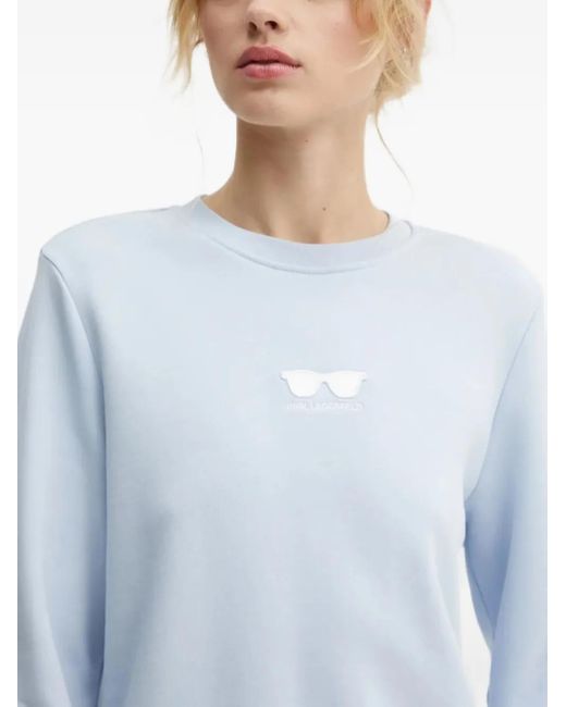 Karl Lagerfeld Blue Sunglasses-Embroidered Sweatshirt