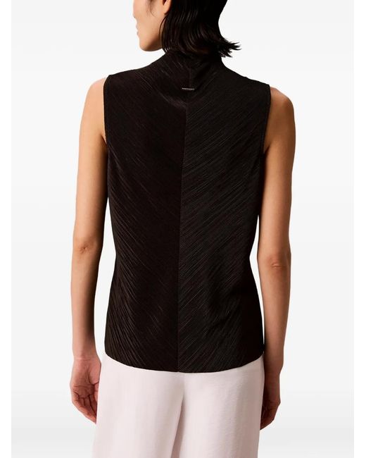 Calvin Klein Black Plissé Sleeveless Top