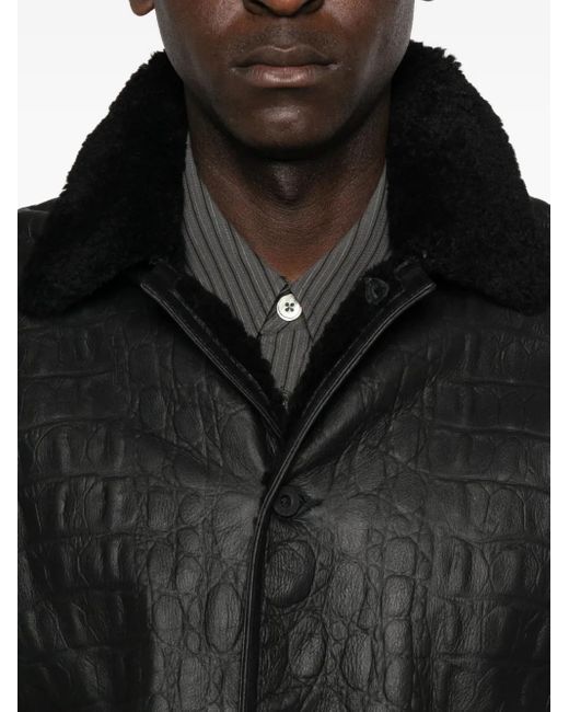 Chaqueta biker con efecto de piel de cocodrilo Pence de hombre de color Black