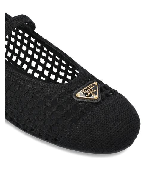 Prada White Openwork Strap Ballerina Shoes