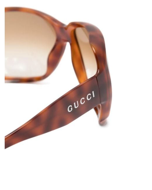 Gucci Pink Tortoiseshell-Effect Geometric-Frame Sunglasses
