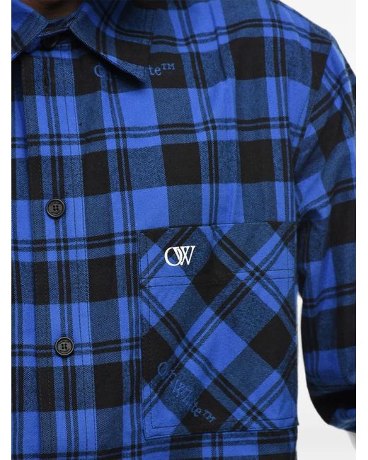 Off-White c/o Virgil Abloh Blue Brick Arrow Checked Shirt for men