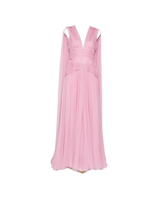 Zuhair Murad Pink Draped V-Neck Gown