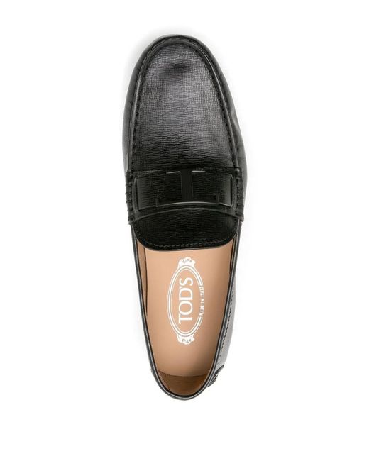 Tod's Black Textured-Leather Loafers for men