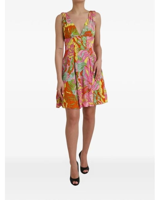 Dolce & Gabbana Red Floral-Print Mini Dress