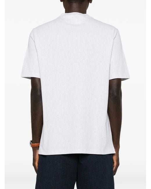 Brunello Cucinelli White Cotton Jersey Crew Neck T-Shirt With Logo for men