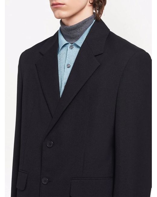 Prada Blue Single-Breasted Blazer for men