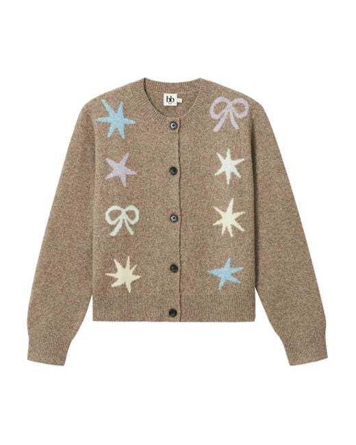 B+ AB Natural Star-Embellishment Cardigan