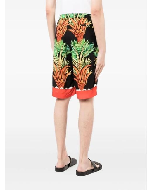 Endless Joy Green Palm-Tree Print Shorts for men