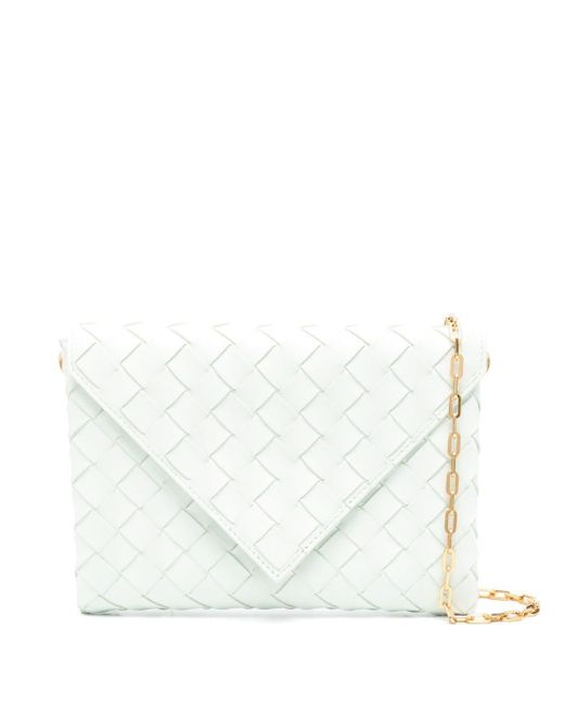 Bottega Veneta White Origami Chained Clutch Bag