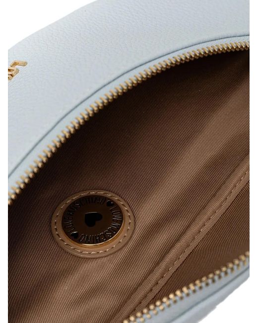 Love Moschino White Logo-Plaque Zip Belt Bag