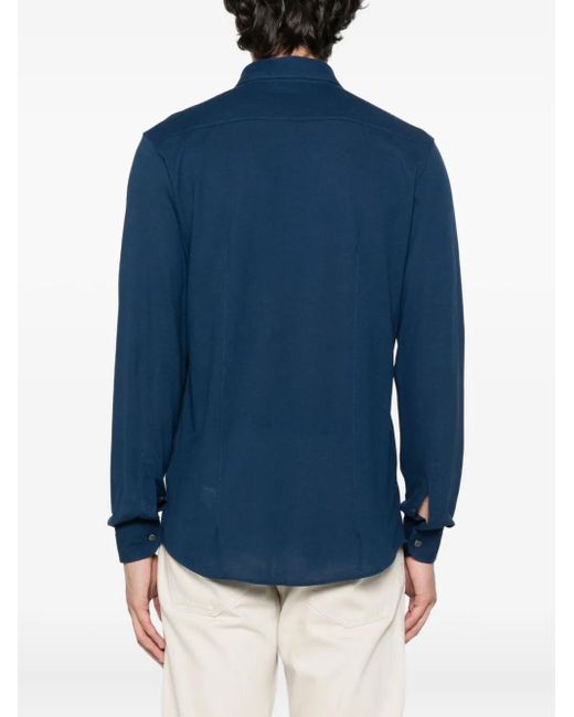 Camisa de algodón con botones Gran Sasso de hombre de color Blue