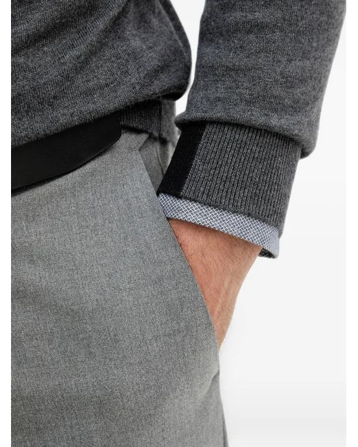 Mos Mosh Gray Quarter-Zip Knitted Sweater for men