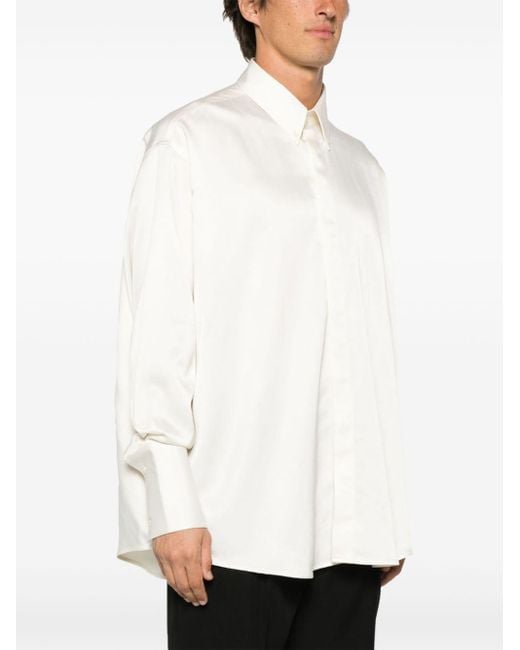 AMI White Long-sleeve Silk Blouse