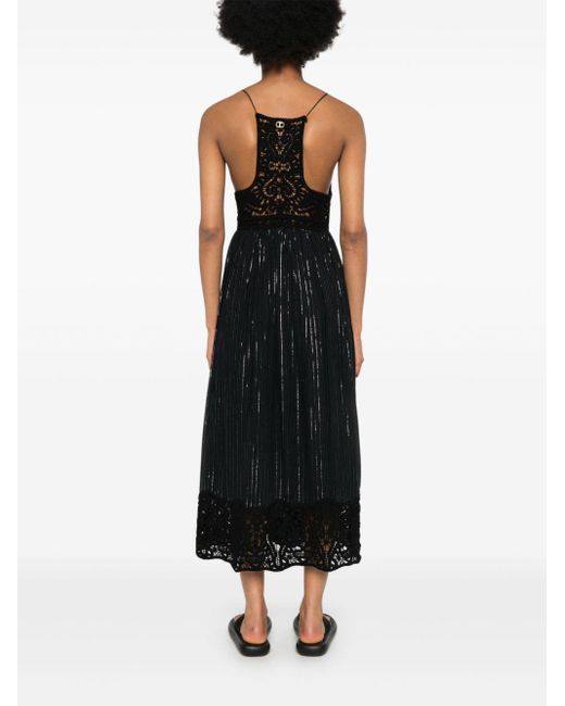 Twin Set Black Crochet-detailing Dress