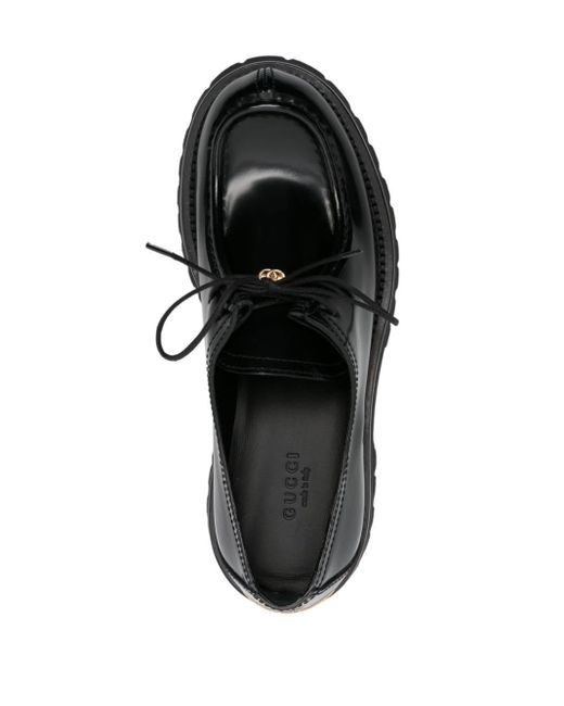 Gucci Black Interlocking G-plaque Leather Loafers