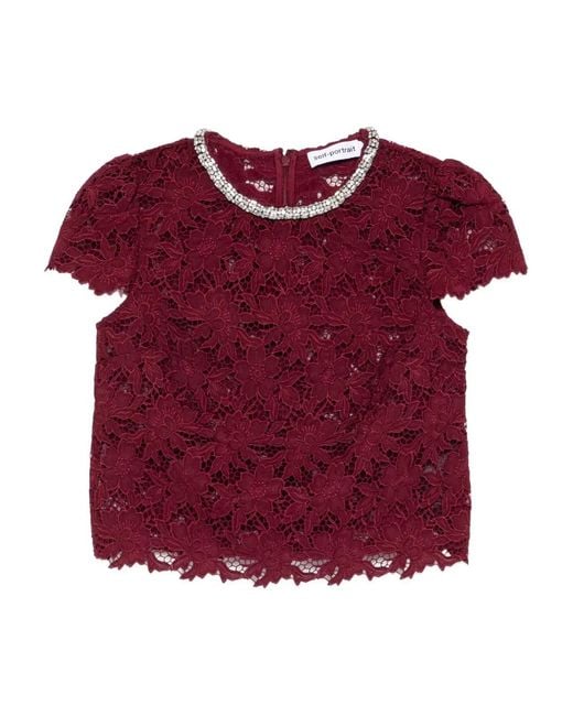 Self-Portrait Red Embellished Blouse