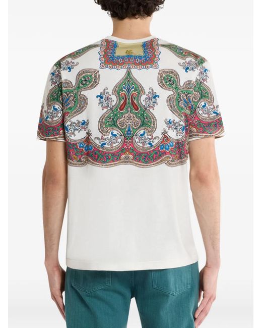Etro Gray Cotton T-Shirt Roma for men