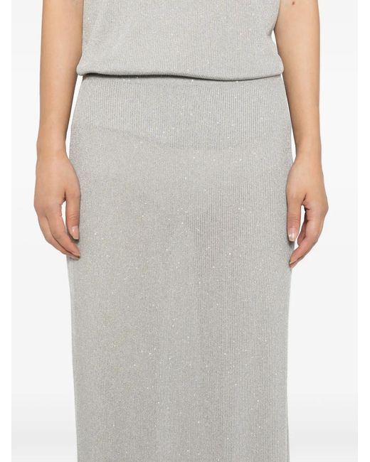 Tom Ford White Sequin-Embellished Ribbed Skirt