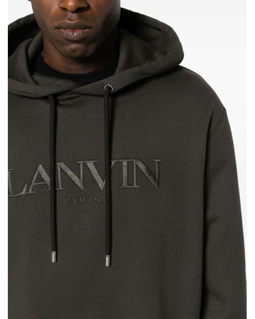 Sudadera con capucha y logo bordado Lanvin de hombre de color Black