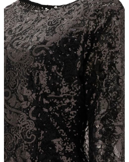 F.it Black Sequin Lace Top