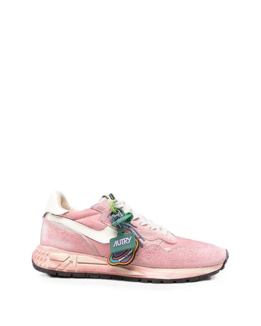 Autry Pink Super Vintage Panelled Sneakers