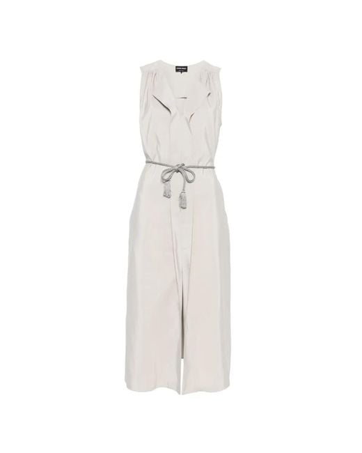 Giorgio Armani White Shawl Tassel Midi Dress