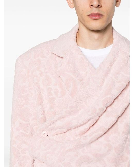 Martine Rose Pink Towelling-finish Wrap Cotton Blazer for men