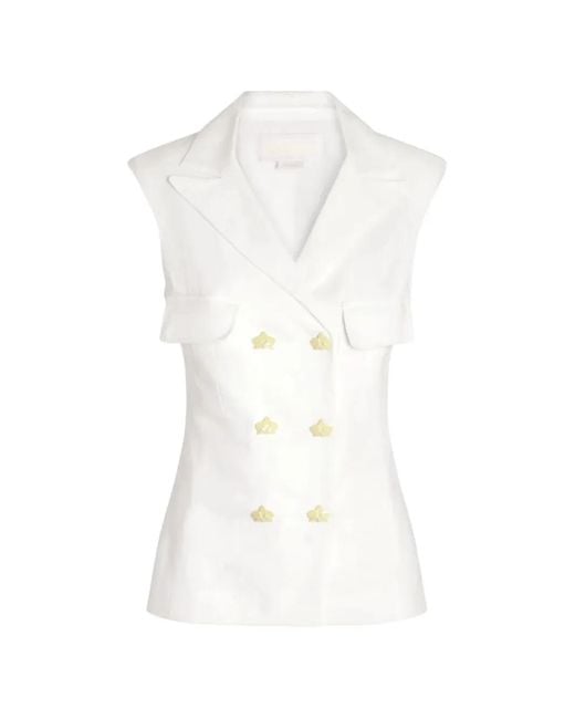 Genny White Double-Breasted Pocket Vest