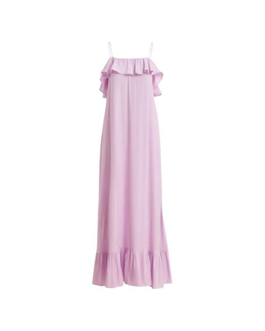 Essentiel Antwerp Pink Ruffled Tiered Dress