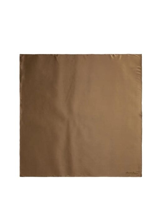 Ralph Lauren Brown Embroidered Silk-Charmeuse Scarf