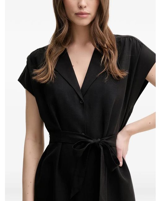 Mos Mosh Black Button Belted Midi Dress