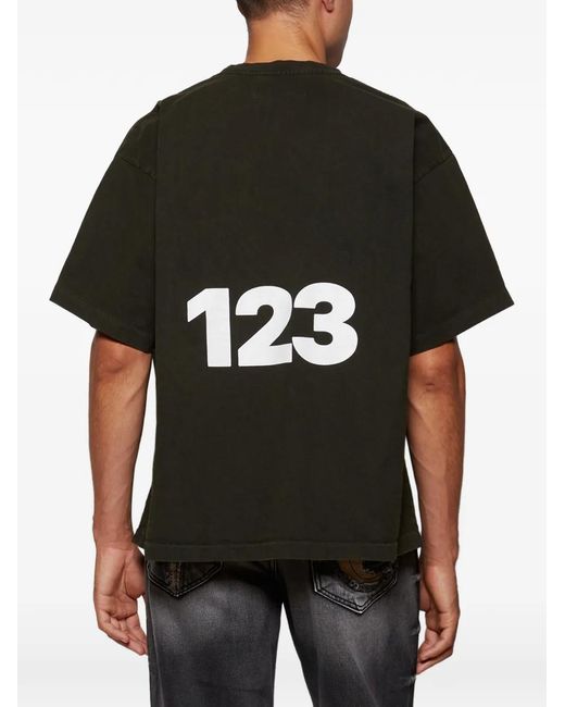 RRR123 Black Graphic-Print T-Shirt for men
