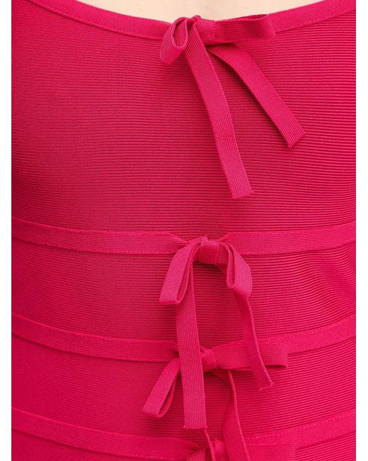 Hervé Léger Red Alicia Bow Midi Dress