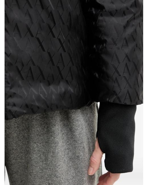 ARMANI EXCHANGE Black Hooded Patterned Jacket